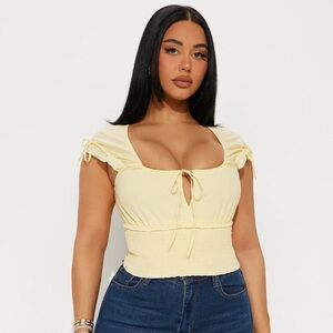 New Butter Yellow Poplin Top 100% Cotton Small